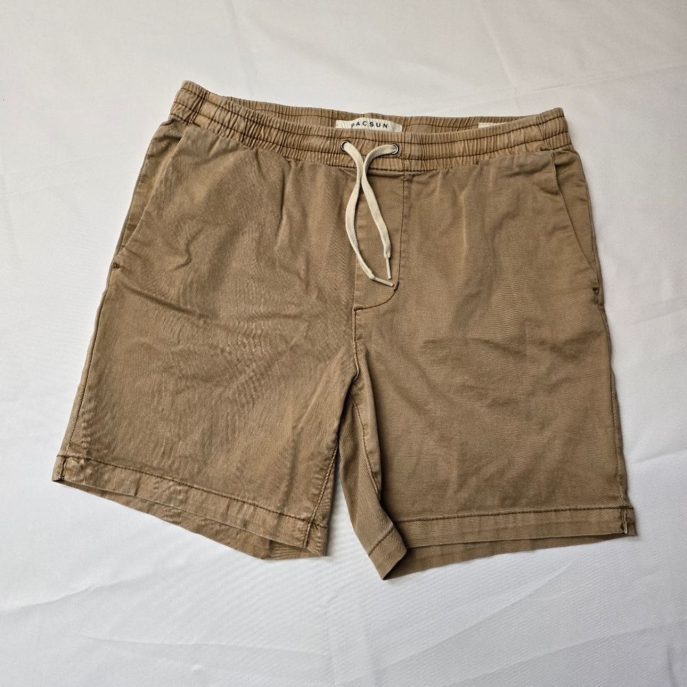PacSun Volley Shorts Mens Teen Small Elastic Waist Drawstring Casual Small Khaki